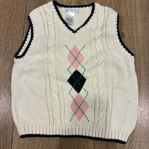 Janie and Jack Cream Argyle Sweater Vest, 2T